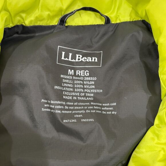 LL Bean Primaloft Green Puffer Vest Women M Full Zip Quilted Packable Outdoor - Picture 4 of 8